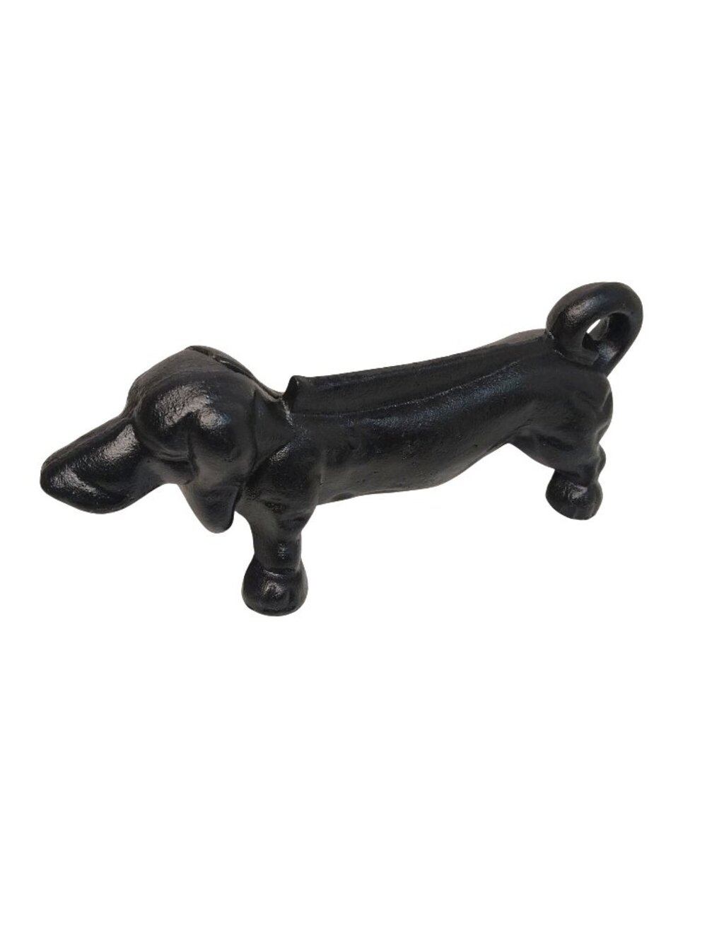 Cast Iron Black Dachshund Doxie Dog Shaped Boot Scraper Figurine Doorstop Shiny